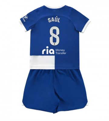Lacne Dětský Futbalové dres Atletico Madrid Saul Niguez #8 2023-24 Krátky Rukáv - Preč (+ trenírky)